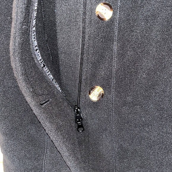 Blair Black Fleece Jacket Button Down Coat Full Zip/Button Women's Size M EUC - Picture 7 of 8